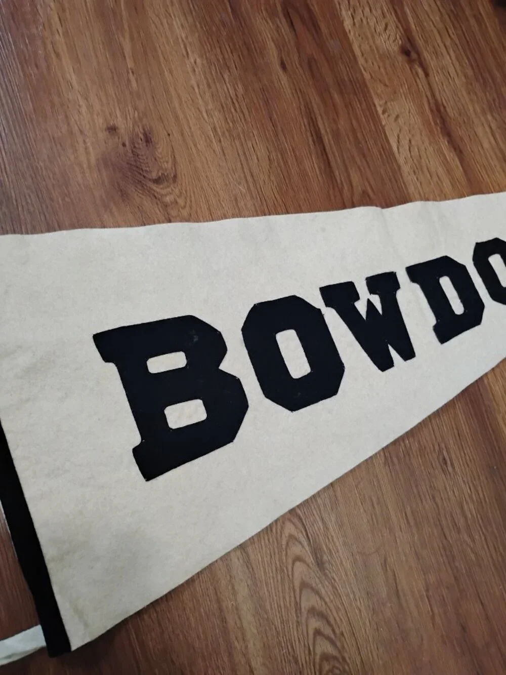 Vintage 50s Bowdoin College Embroidered Sewn Pennant Flag